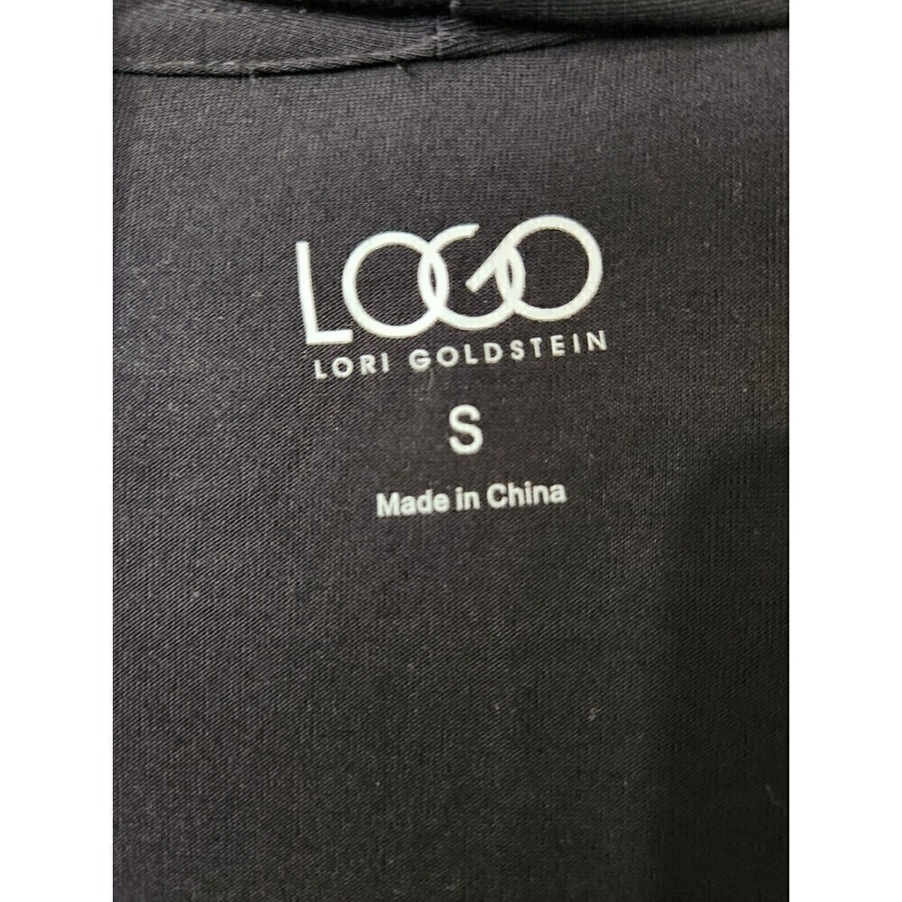 LOGO Lori Goldstein Small Rayon Blend Stretch Color Block Cardigan Black Olive - Picture 3 of 5